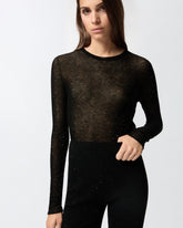 Maglia girocollo con paillettes - Nero | Pinko
