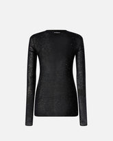 Maglia girocollo con paillettes - Nero | Pinko