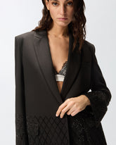 Oversized blazer with rhinestones - | Pinko