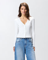 Rib-knit V-neck cardigan - | Pinko