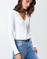 Ριμπ ζακέτα με λαιμόκοψη V - | Pinko