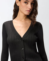 Rib-knit V-neck cardigan - | Pinko