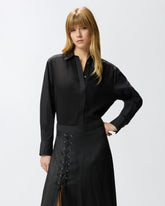 Poplin and crêpe shirt - | Pinko