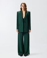 Wide-leg trousers with rhinestones - | Pinko