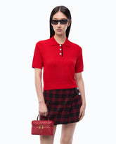 Polo cropped in lana e cashmere - Rosso | Pinko