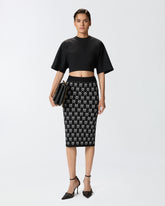 Gonna longuette in maglia Monogram - | Pinko