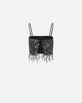 Top con paillettes e cristalli - | Pinko