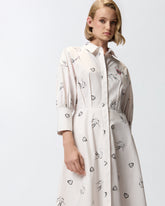 Tattoo-print shirt dress - | Pinko