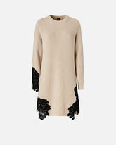 Abito corto in maglia con pizzo - | Pinko