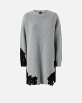 Abito corto in maglia con pizzo - | Pinko