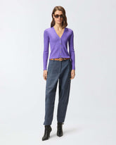 Cardigan a costine con logo Love Birds - | Pinko