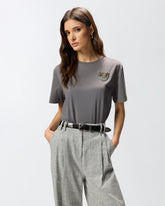T-shirt con applicazione gioiello Love Birds - Grigio | Pinko