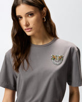 T-shirt con applicazione gioiello Love Birds - Grigio | Pinko