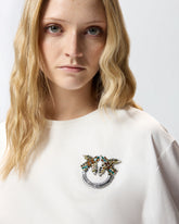 Camiseta con aplicación joya Love Birds - Blanco | Pinko