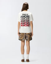 T-shirt with rhinestoned Amore lettering - Wielokolorowy Biały-Czerwony | Pinko