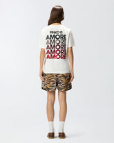 T-shirt with rhinestoned Amore lettering - Multicolor White-Red | Pinko