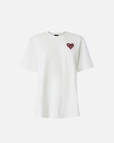 T-shirt con lettering Amore in strass - Multicolor Bianco-Rosso | Pinko