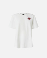 T-shirt with rhinestoned Amore lettering - Multicolor White-Red | Pinko