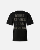 More Strass Less Stress T-shirt - Black | Pinko