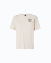 Camiseta con aplicación joya Love Birds - Beige | Pinko