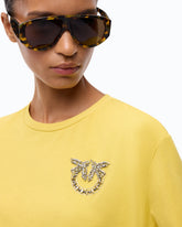 T-shirt with Love Birds jewel detail - Yellow | Pinko