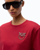 T-shirt con applicazione gioiello Love Birds - Rosso | Pinko