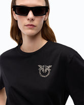 T-shirt with Love Birds jewel detail - Black | Pinko