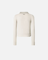 Sweater with collar and rhinestones - | Pinko