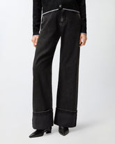 Black denim wide-leg jeans - | Pinko