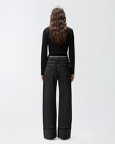 Black denim wide-leg jeans - | Pinko