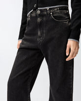 Black denim wide-leg jeans - | Pinko