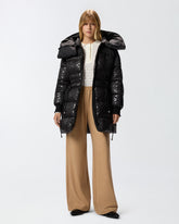 Technical canvas down jacket with logo print - | Pinko