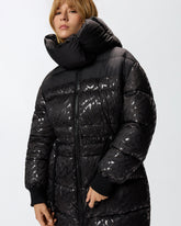 Technical canvas down jacket with logo print - | Pinko