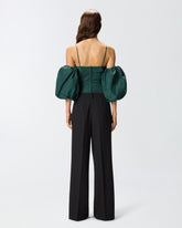 Crop top with puff sleeves - | Pinko