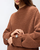 Maglione a costine con collo montante - | Pinko