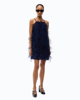 Robe courte à plumes - Bleu | Pinko