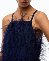 Robe courte à plumes - Bleu | Pinko