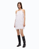 Short dress with feathers - White | Pinko
