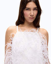 Short dress with feathers - White | Pinko