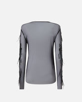 Maglia trasparente con paillettes e piume - | Pinko