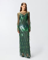 Abito con paillettes e piume - | Pinko