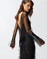 Abito con paillettes e piume - | Pinko