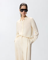 Sand-wash silk shirt - Creamy-White | Pinko