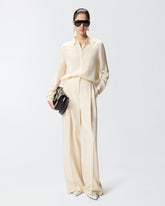 Sand-wash silk shirt - Creamy-White | Pinko