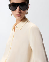 Sand-wash silk shirt - Creamy-White | Pinko