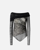 Maglia body in pizzo effetto patchwork - | Pinko