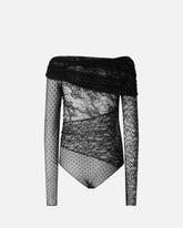 Maglia body in pizzo effetto patchwork - | Pinko