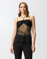 Top in pizzo effetto patchwork - | Pinko
