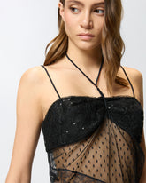 Top in pizzo effetto patchwork - | Pinko