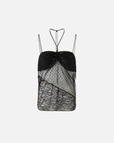 Top in pizzo effetto patchwork - | Pinko